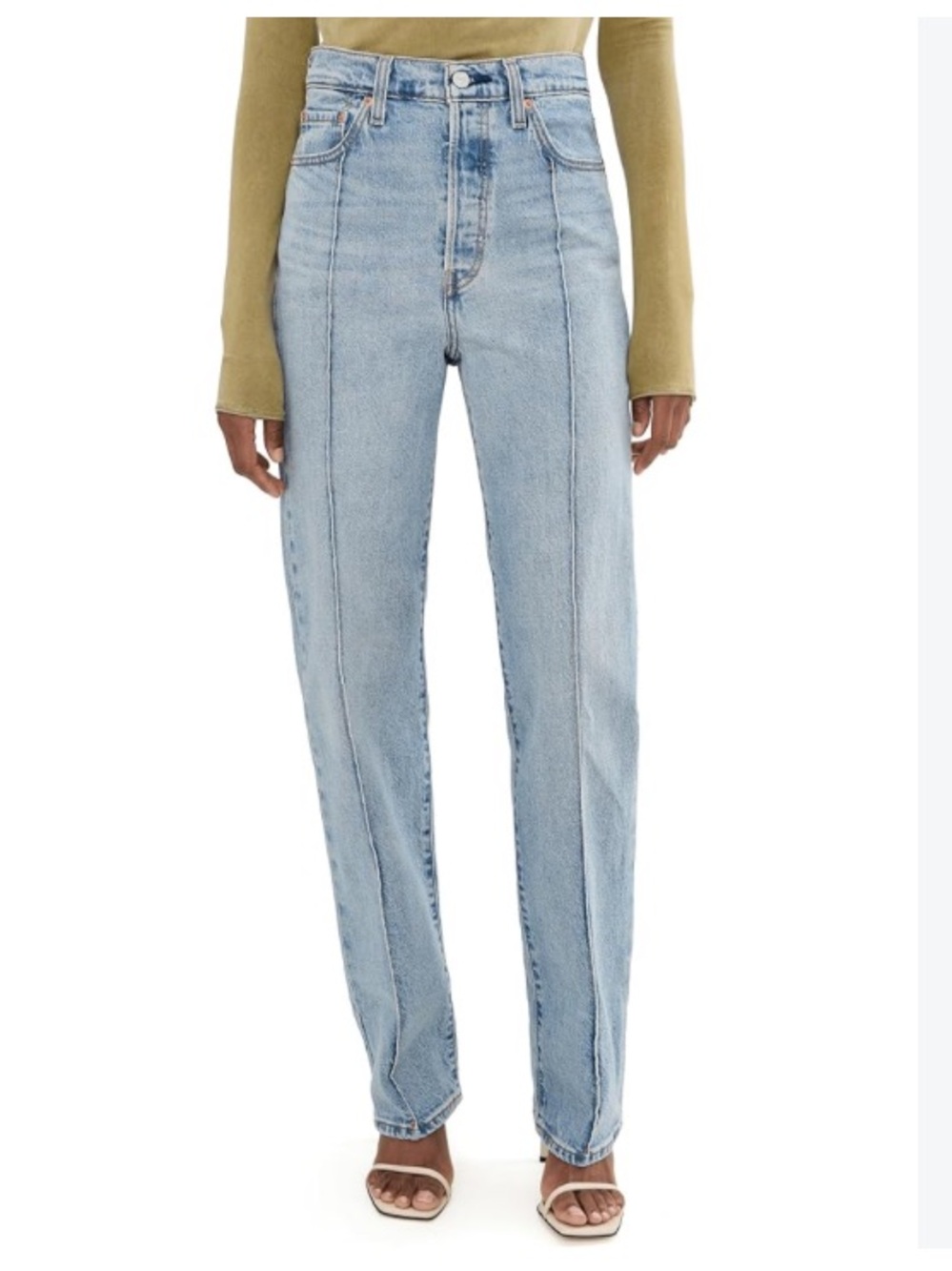 Abercrombie & Fitch Pale Blue Straight-Leg Jeans with Front Slits